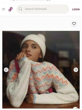 Anthropologie Pilcro Selene Pullover In White Combo NWOT Size L